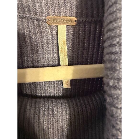 Free People Ottoman Slouchy Tunic Sweater Womens M Funnel Neck Ribbed Knit Slate - Picture 3 of 9